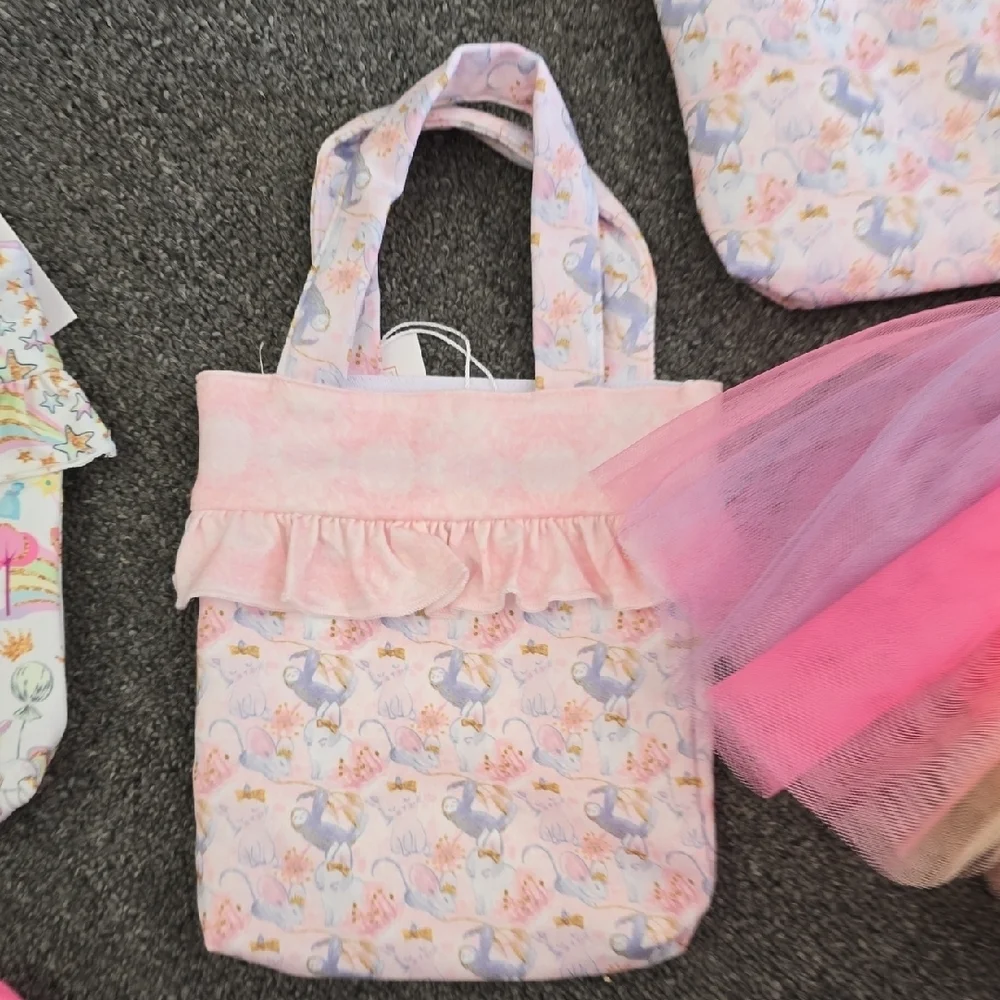 Charming Pink and Multicolor Kids Tote Bag Set